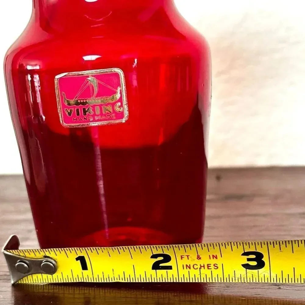 Viking ruby red vintage scalloped edge vase